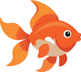 Illustration of a cute cartoon goldfish isolated on a white background