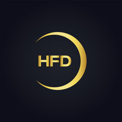 HFD logo. H F D design. White HFD letter. HFD, H F D letter logo design. H F D letter logo design in GOLD, GOLDEN LOGO, THREE, style. letter logo set in one artboard. H F D letter logo vector design.	