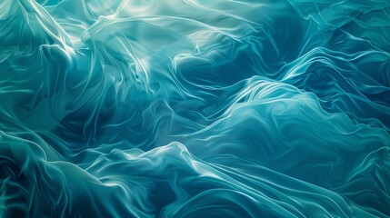Obraz premium Create an abstract 3D image of digital waves in shades of blue and teal color scheme with a wide-angle lens, using a high-saturation and high-key film to enhance the sense of depth and texture in the 