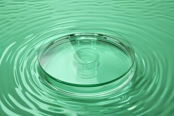 Water Drop Ripples in Green Liquid