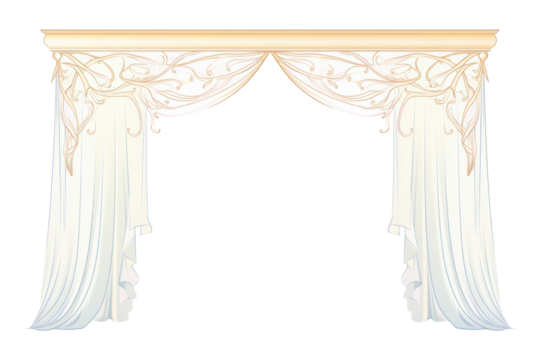 illustration of *curtain Alphonse Mucha style* isolated on white background --style 19pADPufIwHTB19 --ar 3:2