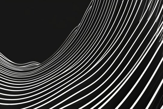 1000 parallel thin fine pencil-lines horizontally with avery straight curve , black and white 2d very graphic minimalistic 