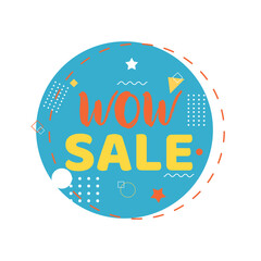 Wow Sale label on white background. Wow sale banner, discount price sign template