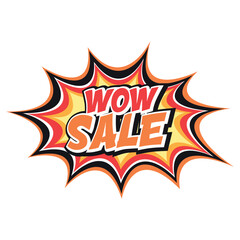 Wow Sale comic book style label on white background. Wow sale banner