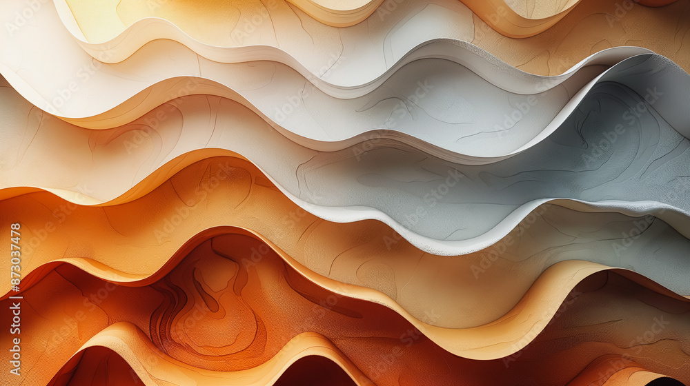 Aufkleber the image is a series of paper waves with a white background. the waves are made of paper and appear