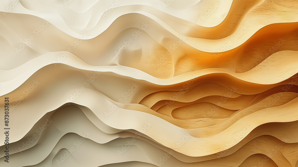 Poster the image is a series of paper waves with a white background. the waves are made of paper and appear