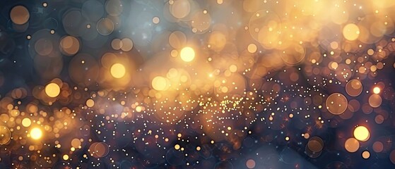 Golden Dust Sparkle Abstract Blur with Blinking Bokeh Party Lights