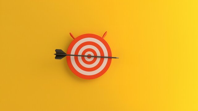 Zielscheibe Pfeil gelber Hintergrund