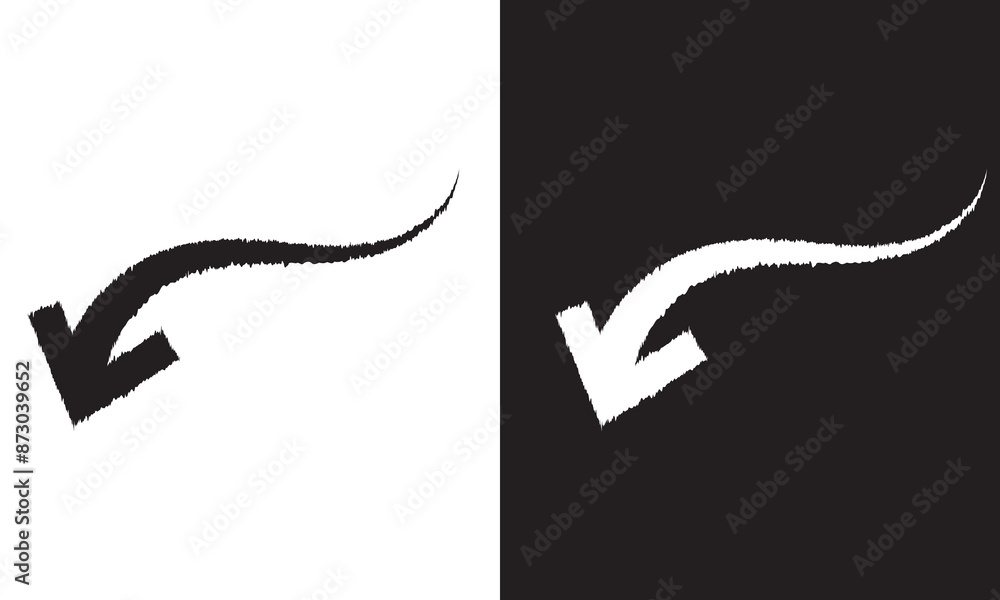 Poster brushstroke hand drawn arrow design element isolated - png image with white and black background. ve