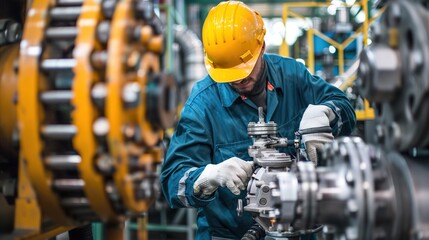 Industrial Technicians in Protective Gear Conducting Maintenance on Machinery for Smooth Operations