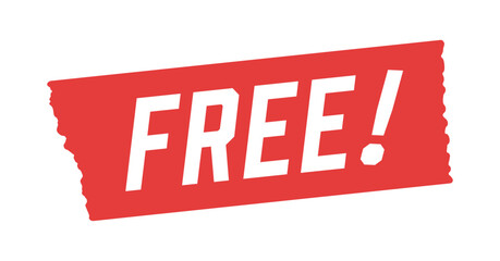 赤いテープにFREE!の文字 - シンプルでおしゃれな0円のセールスプロモーション･POP素材
