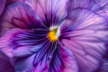 Obraz premium A close-up of a purple pansy, with its distinctive markings and vibrant color. 