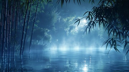 Mystical Bamboo Forest at Night