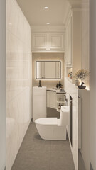 3D Rendering modern bathroom full scene interior design.
