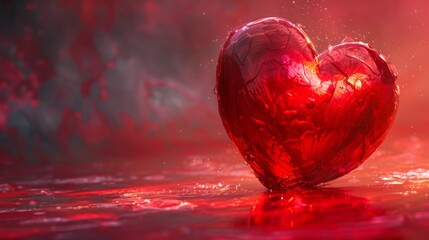 Red Heart on a Reddish Surface