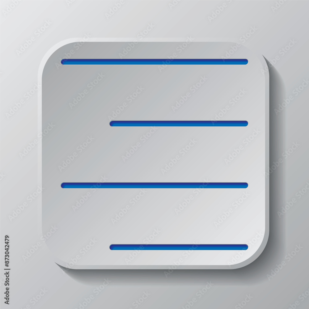 Poster text alignment simple icon vector. flat design. paper cut design. cutted blue symbol with shadow. gr