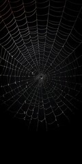 Naklejka premium Spiderweb on black darkness background real cobweb