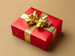Obraz premium Gift box with ribbon, Holiday theme with decorative background, Elegant wrapped gift box for accessories