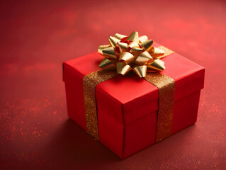 Obraz premium Gift box with ribbon, Holiday theme with decorative background, Elegant wrapped gift box for accessories