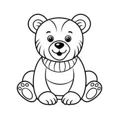 Cartoon funny baby bear sitting line art