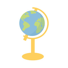 World globe. Simple earth globe vector design. Globus map, icon isolated on white background. School globe, logo, vector illustration, flat style.