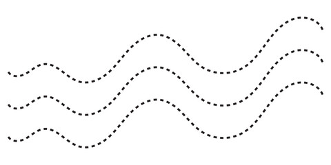 Wavy line, curved dotted line, Path travel dotted line trip dashed trace destination, Set of Wavy Curvy Dotted , Vector Illustration