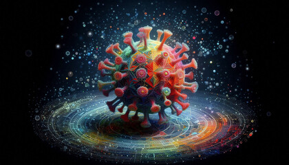 3D image of a virus in internal circuitry reflecting a cyber virus, background, vector, digital background, 