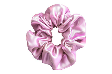 A pink silk scrunchies isolated on transparent background