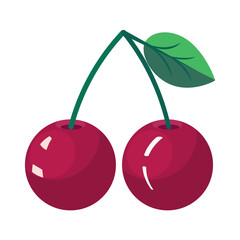 Vector cherries flat icon. Cherry isolated on white background. Berry. flat design element.