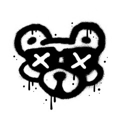 Dead bear toy in sunglasses print for t-shirt. Vector cartoon graffiti spray style logo icon. Dead bear Urban Graffiti print for poster,t-shirt,tee © LanaSham