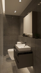 3D Rendering modern bathroom full scene interior design.
