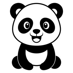 A happy pulling cute little panda vector illustration