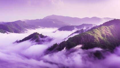 Fototapeta premium mountains in the morning purple fog