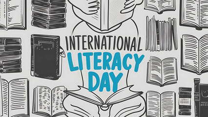 International Literacy Day, Stack of colorful hardcover books for, International Literacy Day Poster, with this, Literacy Day, illustration, Design with, Literacy Day Poster, Banner, Poster,
