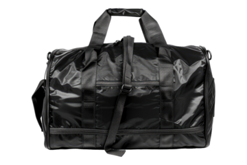 Black sport bag isolated on transparent background