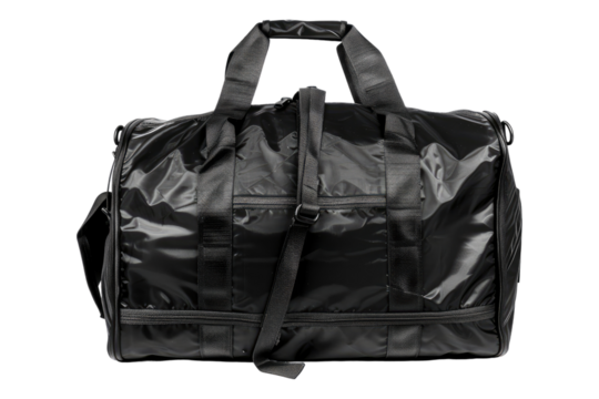 Black sport bag isolated on transparent background