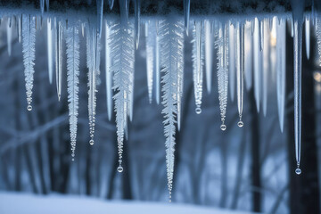 snowflakes landing gently on delicate icicles