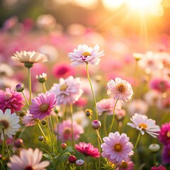Fototapeta premium pink flowers in the field