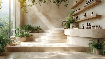 Obraz premium Modern Interior Design With Sunlight Streaming Through Window