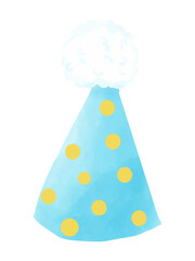 Birthday hat with polka dots. Watercolor illustration on white background.