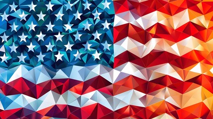 Naklejka premium American Flag Low Poly Background.