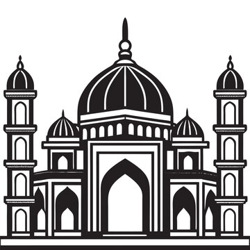 black and white mosque building