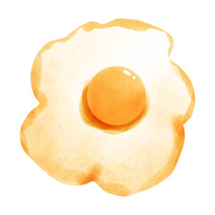 Fried egg isolated on white background. Watercolor hand drawn illustration