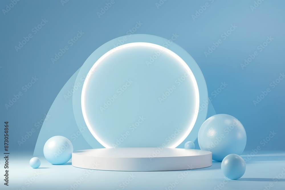 Poster mock up space for showcasing new product design. a cylinder surrounded by a circle and accompanied b