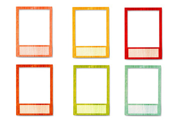 set of cute frames with wood texture