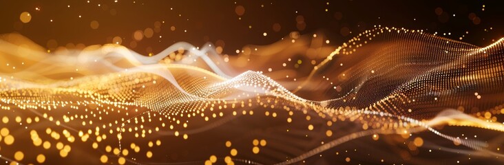 A brown background with connecting lines and dots. An abstract digital landscape.