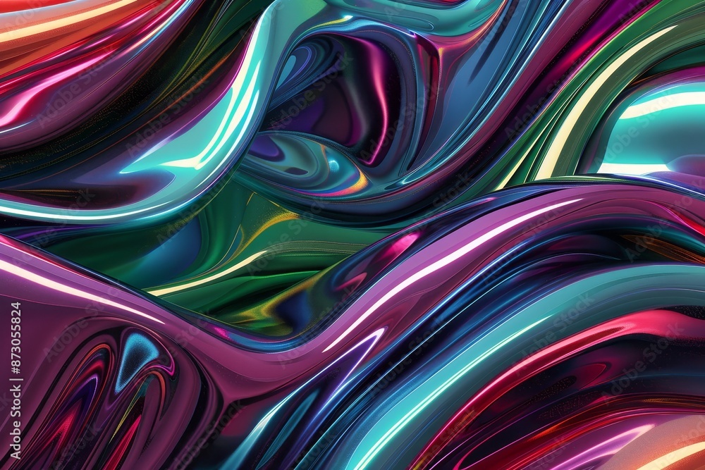 Poster 3d rendering of a series of intertwined, reflective tubes.