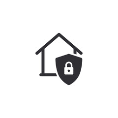 Shield icon. Security vector icon. Protection icon. Home icon. Home protection. Safety system. Protection activated. Active safety. Logo template. Guard badge. Guard symbol. Lock sign. Closed house.