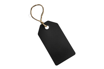 Blank black price tag isolated on transparent background