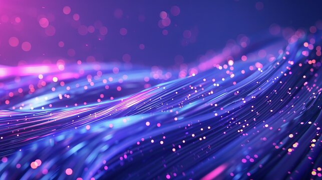 Data transmission using optical fibers. 3D illustration of the pulses of the signal traveling along the wires.